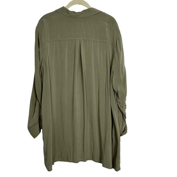 Chico’s Army Green Button Up Shirt Dress Size 3 - Picture 2 of 9
